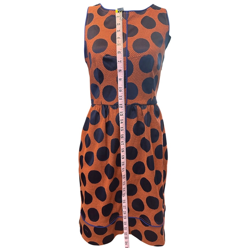 Maeve Anthropologie Rokin Orange Navy Polka Dot Cross Back Dress 6 - Picture 6 of 11